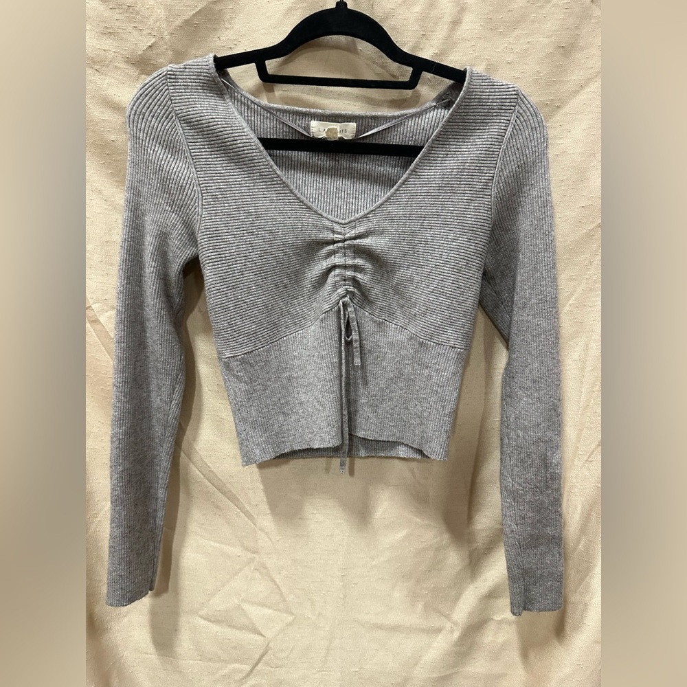 LA Hearts Ribbed Gray Crop Top